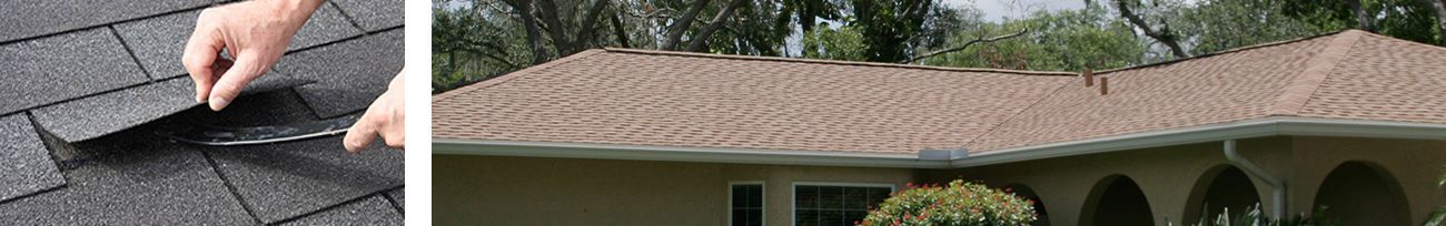 Close up of roof shingles and residential shingle roof. Residential roof replacement services in Sarasota, FL Florida Southern Roofing And SheetMetal
