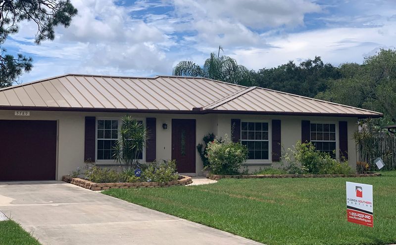 Residential metal roof by Florida Southern Roofing.
